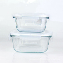 Mcrowave safe glass meal box with plastic sealed lids